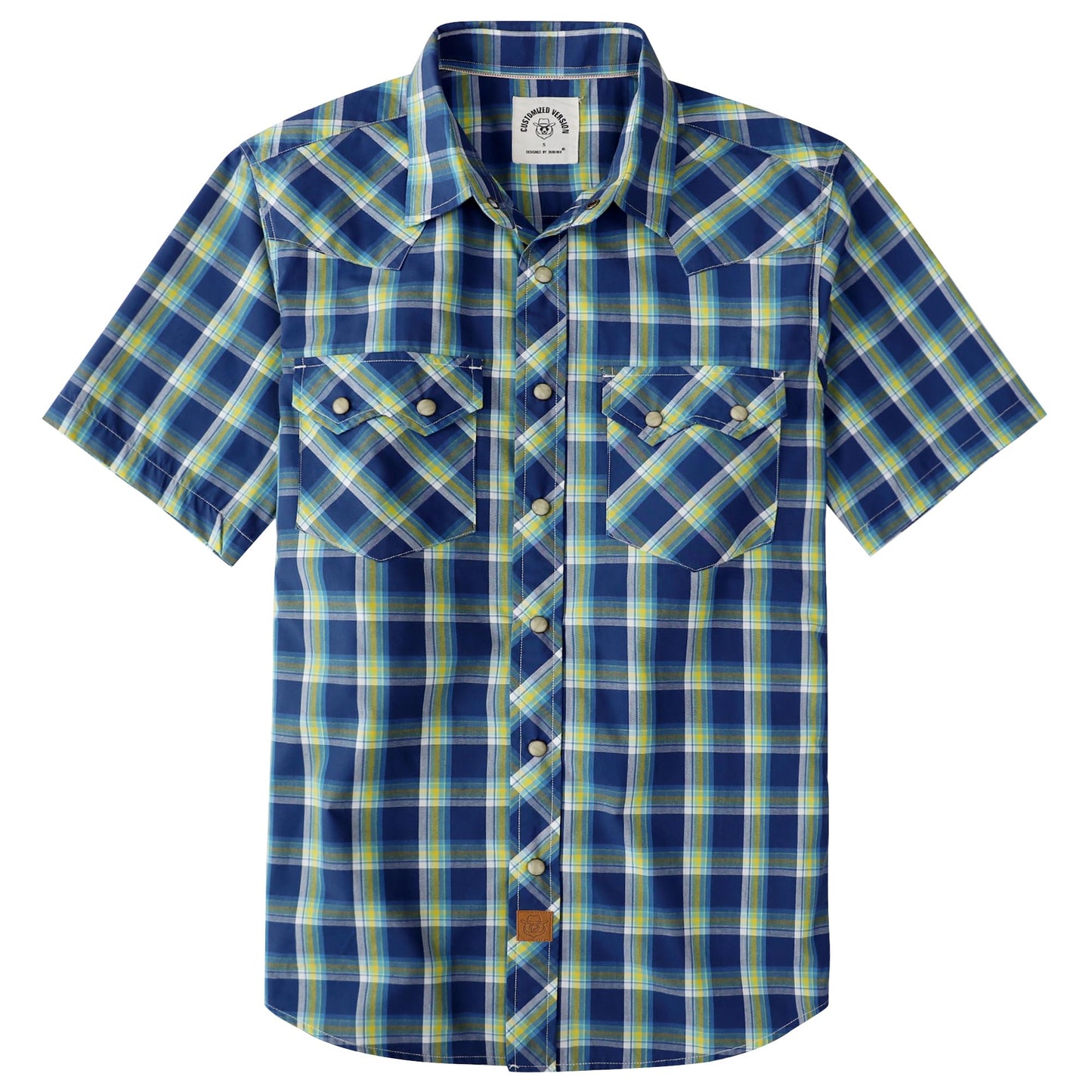 HOTDubinik® Pearl Snap Western Shirts for Men Short Sleeve Cowboy Men's Casual Shirt with 2 Sawtooth Pocket Vintage