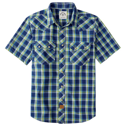 HOTDubinik® Pearl Snap Western Shirts for Men Short Sleeve Cowboy Men's Casual Shirt with 2 Sawtooth Pocket Vintage