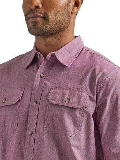 HOTWrangler Authentics Men's Short Sleeve Classic Woven Shirt