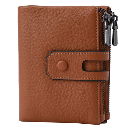 HOTBveyzi Small Soft Leather Wallet for Women RFID Blocking Ladies Card Holder with Double Zipper Pocket