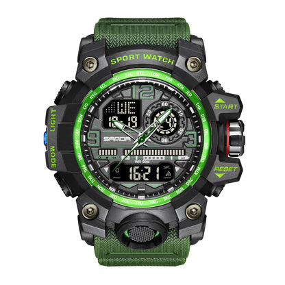 HOTKXAITO Men's Watches Sports Outdoor Waterproof Military Watch Date Multi Function Tactics LED Face Alarm Stopwatch for Men 3133