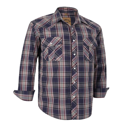 HOTCOEVALS CLUB Men's Western Pearl Snap Button Up Casual Cowboy Long Sleeve Two Pockets Work Shirts