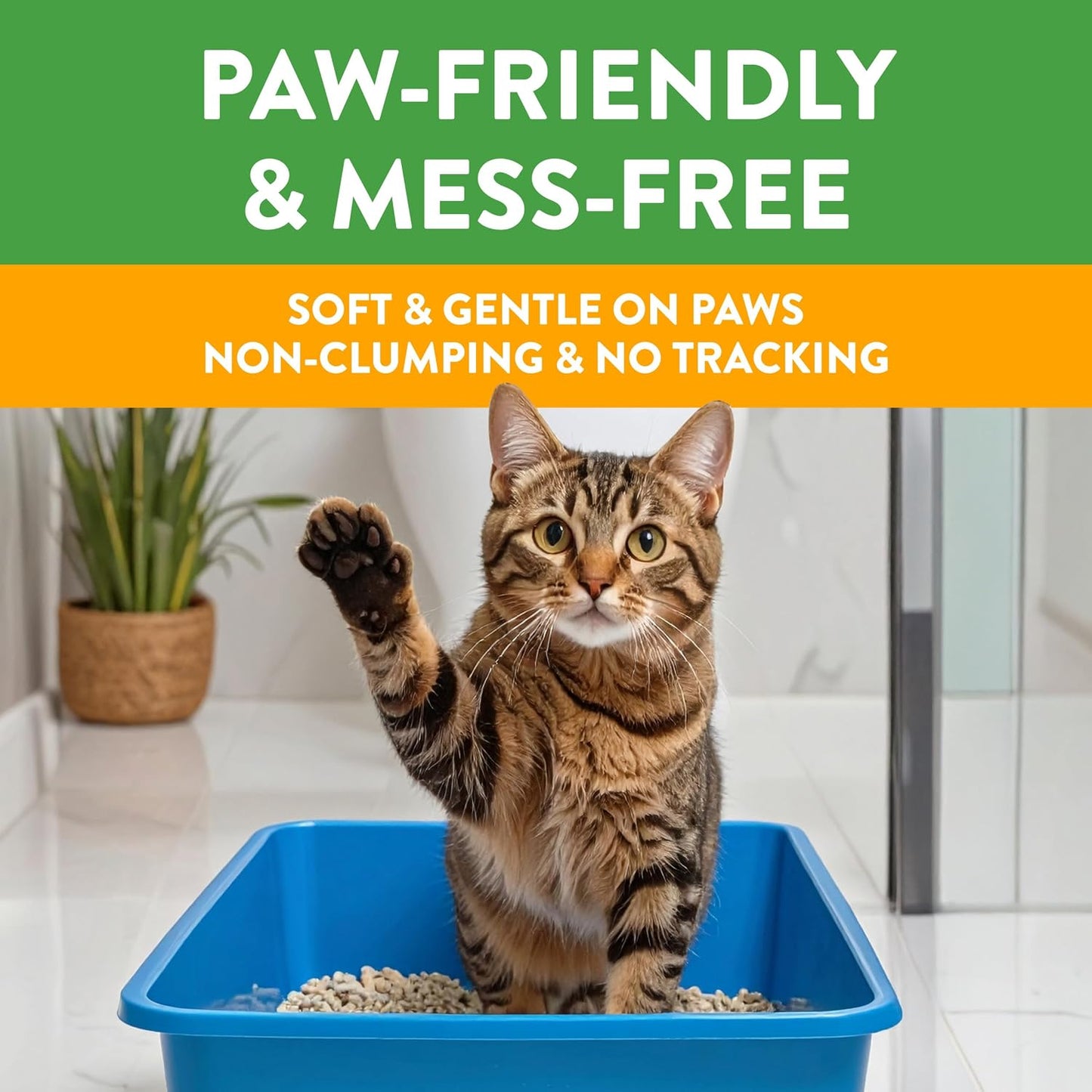 HOTFeline Pine Platinum Non-Clumping Cat Litter 17lb | Plant-Based Cat Litter, Natural Odor Control, Low Dust Cat litter, Unscented Formula, Lightweight & Low Dust