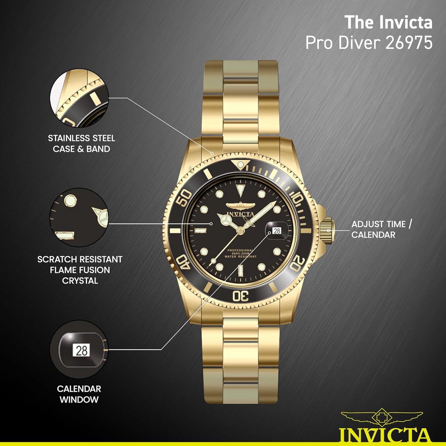 HOTInvicta Men's Pro Diver Quartz Watch with Stainless Steel Strap