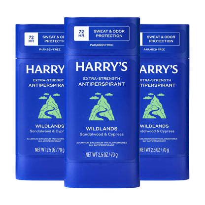 HOTHarry's Extra-Strength Antiperspirant Deodorant, Sweat & Odor Control Antiperspirant for Men, Variety Pack - Stone, Redwood, Wildlands, 2.5 oz Pack of 3