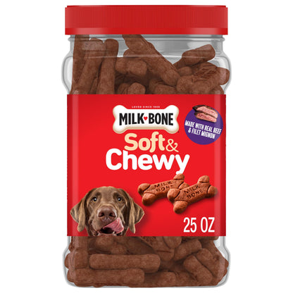 HOTMilk-Bone Soft & Chewy Dog Treats, Made with Real Bacon, 25 Ounce Canister