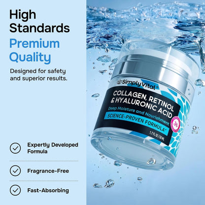 HOTAnti-Aging Face Moisturizer with Retinol, Collagen & Hyaluronic Acid - Moisturizer Face Cream for Women & Men - Visibly Firming & Hydrating Neck Cream - Day & Night Skin Care - 1.7 fl oz