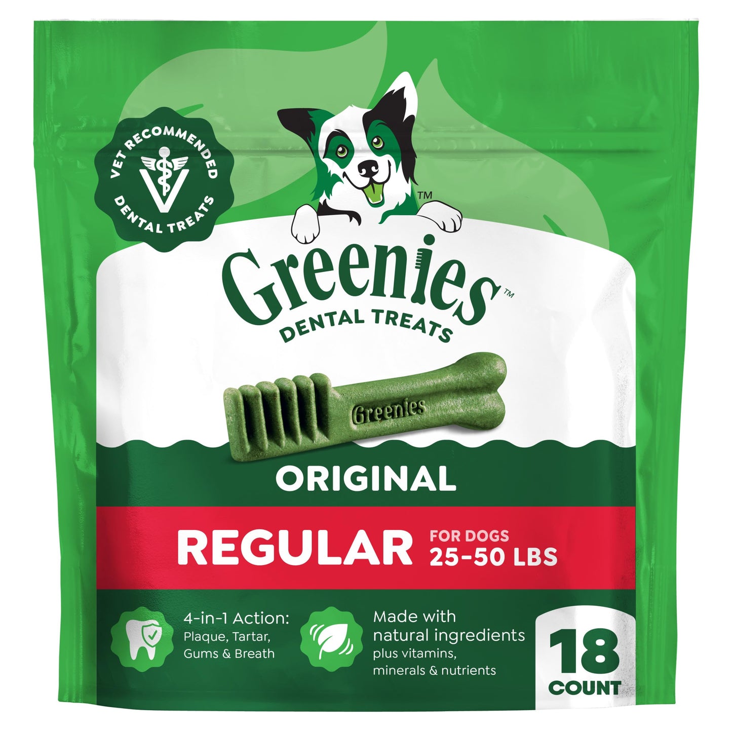 HOTGreenies Regular Dental Dog Treats, Original Chicken Flavor, 36 Count | Clinically-proven, veterinarian-recommended, 47% less tartar & 40% less plaque in 28 days, for dogs 25-50 lbs, 36 oz. Pack
