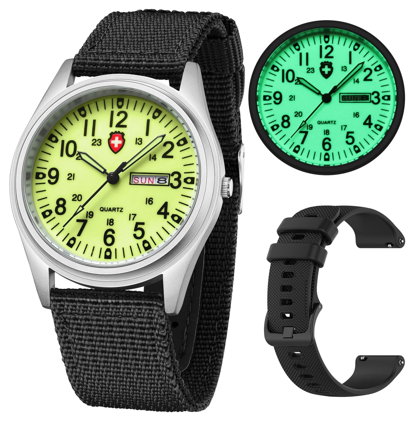 HOTGosasa Unisex Military Analog Field Watch with Nylon Strap, Luminous Easy Read Dial, Sport Tactical Casual Quartz Wristwatch, Daily Water Resistant