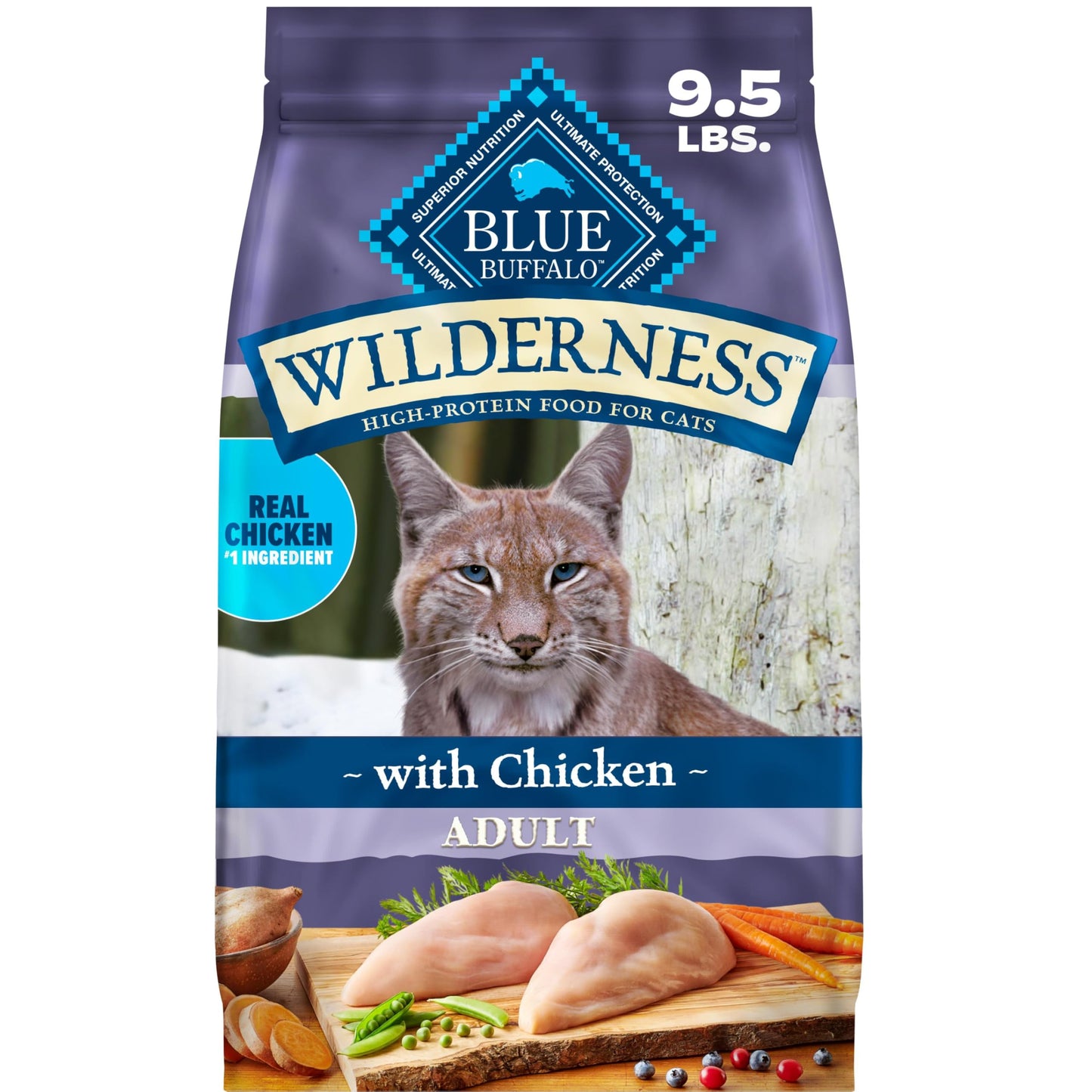 HOTBlue Buffalo Wilderness with Chicken Natural High-Protein Grain-Free Dry Food for Adult Cats, Real Chicken First, Antioxidant-Rich LifeSource Bits Support Immunity, Promotes Strong Muscles, 12 lbs.