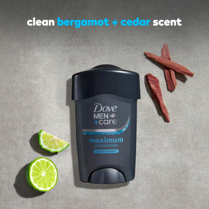 HOTDOVE MEN + CARE Clinical Protection Antiperspirant Clean Comfort Stick for Men 96-Hour Sweat and Odor Protection Clinical Strength Antiperspirant with 1/4 Moisturizing Cream 1.7 oz