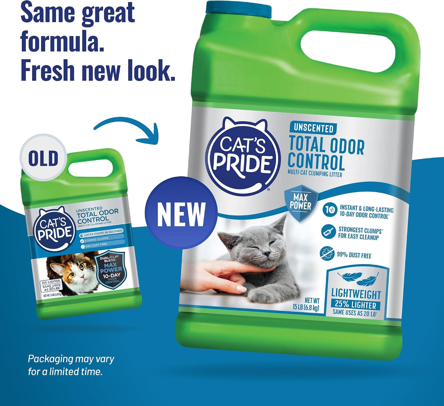 HOTCat's Pride Max Power: Total Odor Control - Up to 10 Days of Powerful Odor Control - Strong Clumping - Hypoallergenic - 99% Dust Free - Multi-Cat Litter, Unscented, 15 Pounds