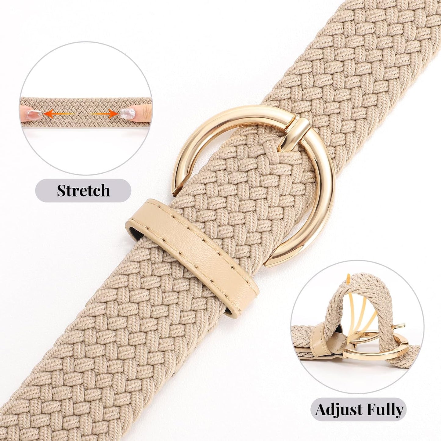 HOTJASGOOD Women Men Braided Woven Elastic Stretch Waist Belt Golf Canvas Fabric Casual Belt for Jeans Pants