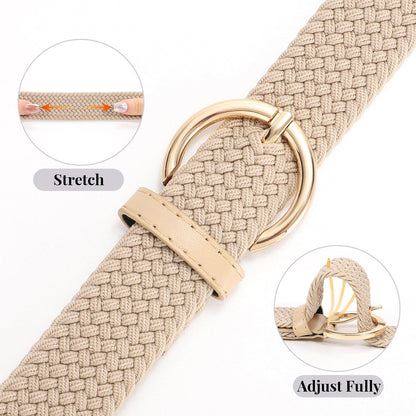 HOTJASGOOD Women Men Braided Woven Elastic Stretch Waist Belt Golf Canvas Fabric Casual Belt for Jeans Pants