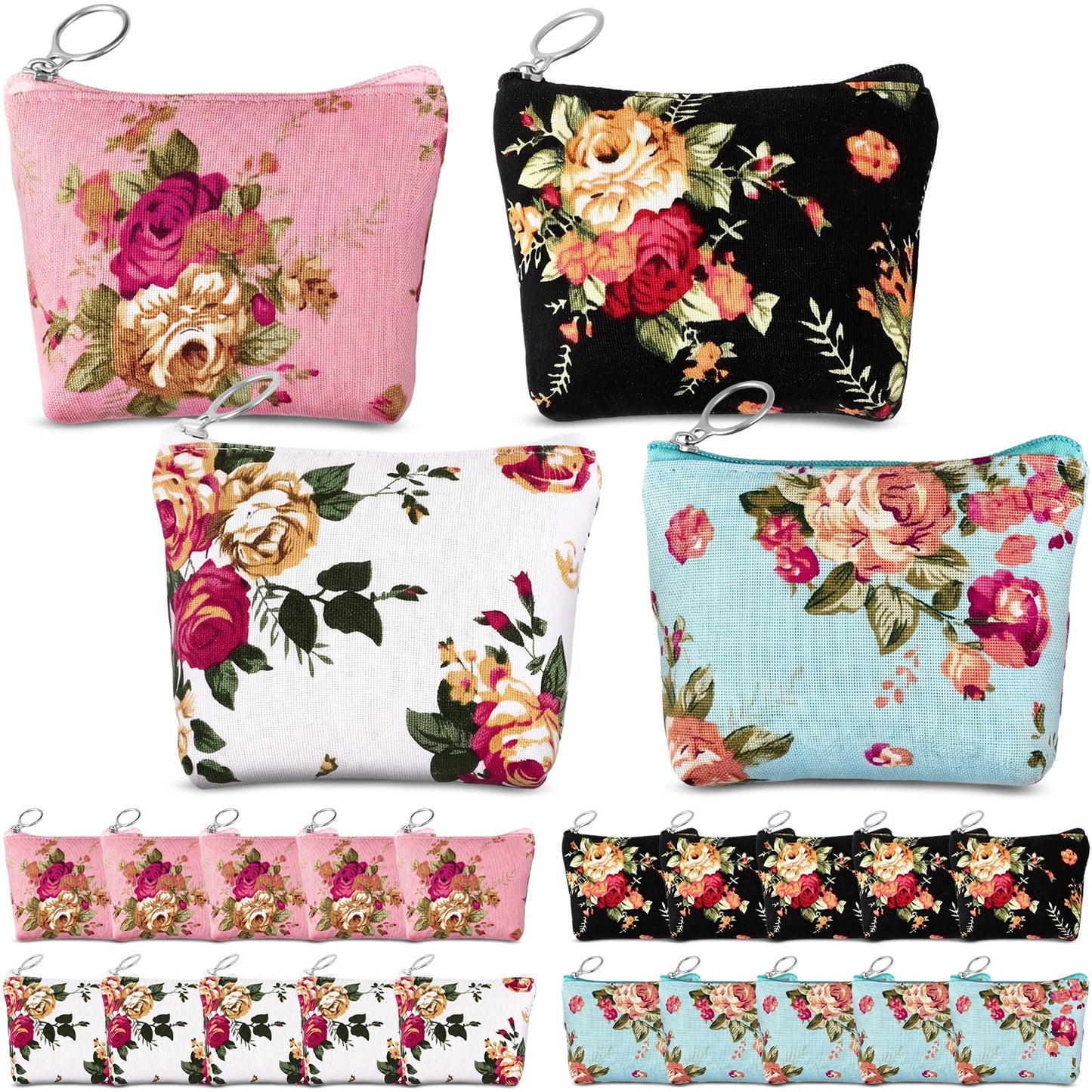 HOT24 Pack Mexican Candy Bags Fiesta Cinco De Mayo Mini Coin Purse 3.5 x 4.5 in Mexican Jewelry Zipper Pouches Reusable Cotton Wallet for Wedding Holiday Fiesta Party Favor Gift