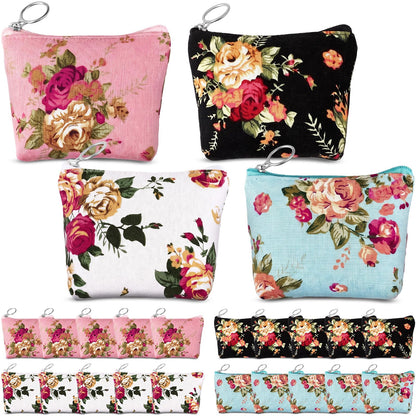 HOT24 Pack Mexican Candy Bags Fiesta Cinco De Mayo Mini Coin Purse 3.5 x 4.5 in Mexican Jewelry Zipper Pouches Reusable Cotton Wallet for Wedding Holiday Fiesta Party Favor Gift