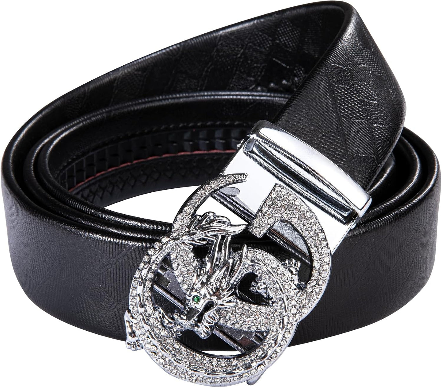 HOTDubulle Designer Mens Belts, Sliding Automatic Buckle Ratchet Dress Belt TOP Genuine Leather Strap Gifts