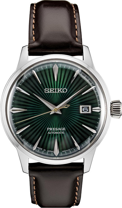 HOTSEIKO Presage Cocktail Time Automatic Watch for Men | Patterned & Gradated Dial, Golden Numerals and Date Calendar, 50m Water-Resistant, 41-Hour Power Reserve