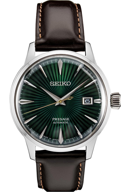 HOTSEIKO Presage Cocktail Time Automatic Watch for Men | Patterned & Gradated Dial, Golden Numerals and Date Calendar, 50m Water-Resistant, 41-Hour Power Reserve