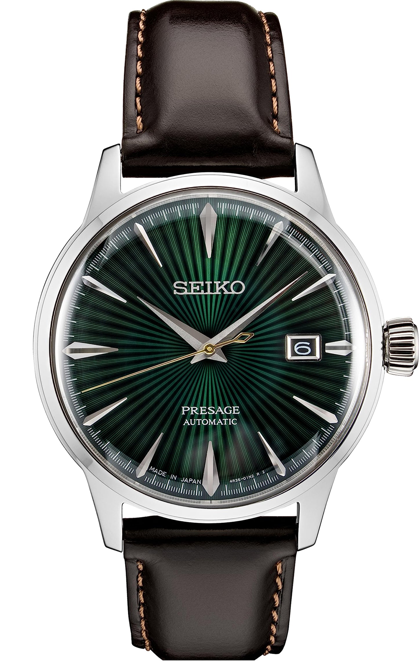 HOTSEIKO Presage Cocktail Time Automatic Watch for Men | Patterned & Gradated Dial, Golden Numerals and Date Calendar, 50m Water-Resistant, 41-Hour Power Reserve