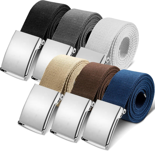 HOTGeyoga 6 Pack Golf Belts for Men Men's Golf Web Belt Nylon Web Belt Size up to 55" Adjustable Solid Nylon Belt