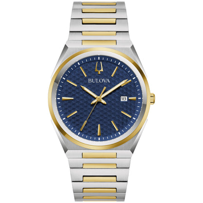 HOTBulova Mens Dress Classic Quartz Two Tone Stainless Steel Watch, Patterned Dial, 39mm