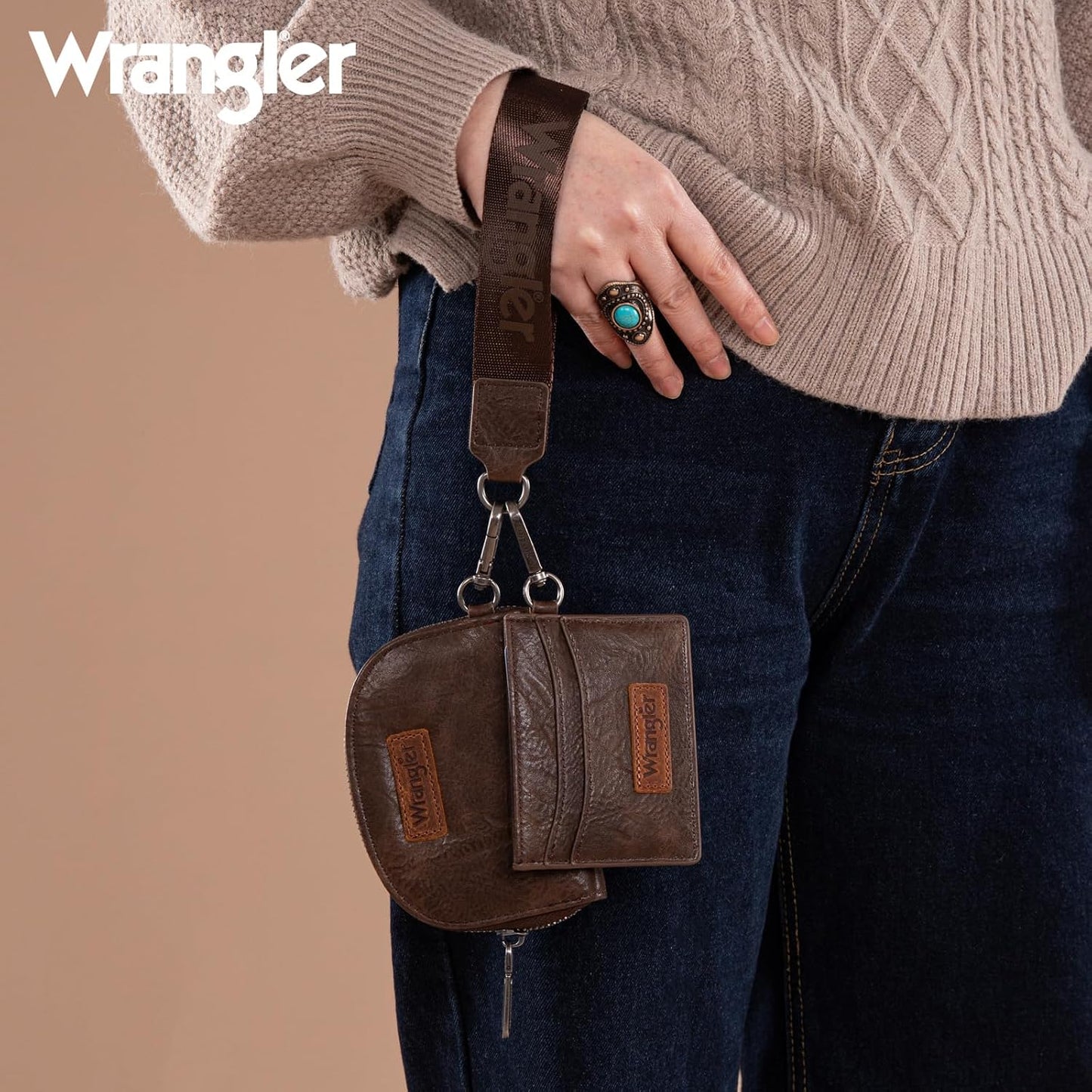 HOTWrangler KeyChain Wallet Wristlet Wallets for Women Dual Pouch Wristlet with Zipper Womens Credit Card Holder Wallet