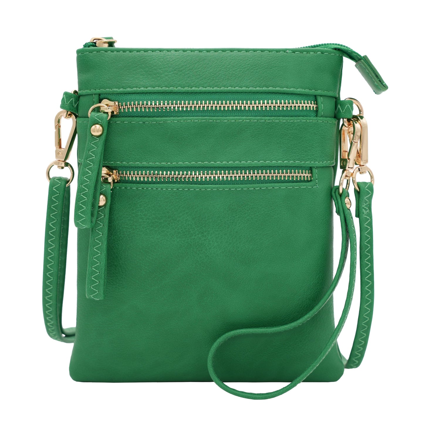 HOTSolene Small Crossbody Bag for Women, Multi Zip Pockets with Detachable Wristlet, Lightweight Travel Purse, Cell Phone Pouch