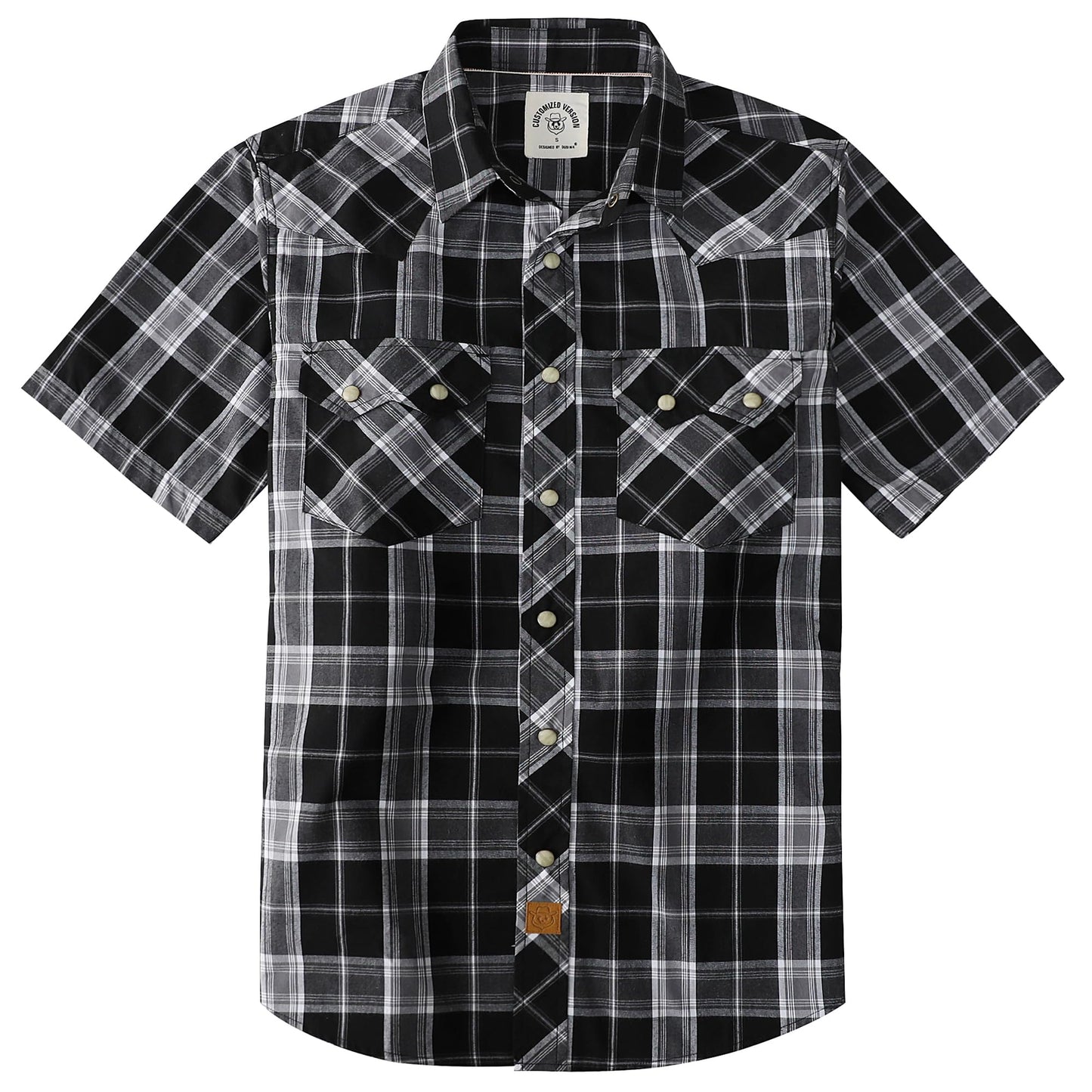 HOTDubinik® Pearl Snap Western Shirts for Men Short Sleeve Cowboy Men's Casual Shirt with 2 Sawtooth Pocket Vintage