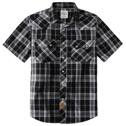 HOTDubinik® Pearl Snap Western Shirts for Men Short Sleeve Cowboy Men's Casual Shirt with 2 Sawtooth Pocket Vintage