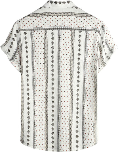 HOTVATPAVE Mens Casual Short Sleeve Button Down Shirts Regular Fit Hawaiian Summer Shirt