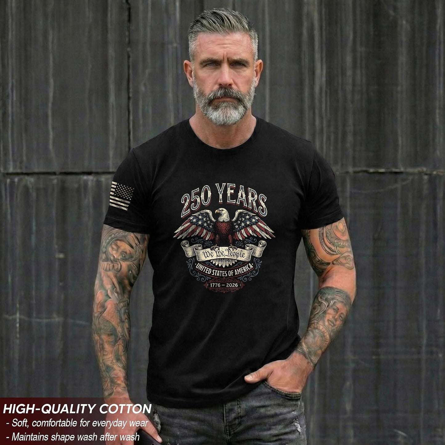 HOTPatriotic Shirts for Men, USA Eagle Graphic Shirts for Men | Mark 250 years of American spirit with these unique commemorative tees, designed for bold style and lasting comfort