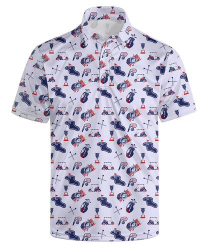 HOTGolf Polos for Men Funny Moisture Wicking Golf Shirts Performance Quick-Dry Polo Shirts Short Sleeve