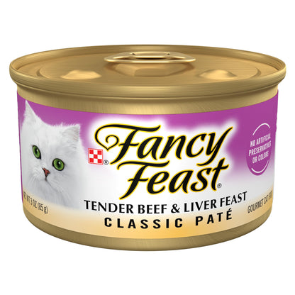 HOTPurina Fancy Feast Chicken and Beef Classic Pate Collection Grain Free Wet Cat Food Variety Pack - (Pack of 24) 3 Oz. Pull-Top Cans