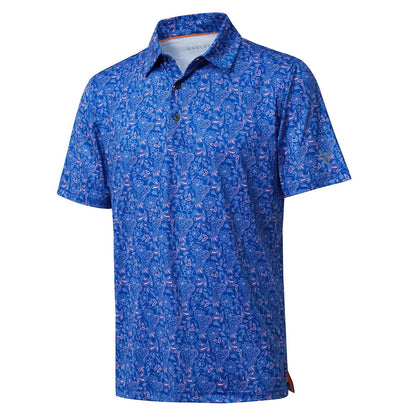 HOTGolf Shirts for Men Dry Fit Short Sleeve Print Performance Moisture Wicking Polo Shirt