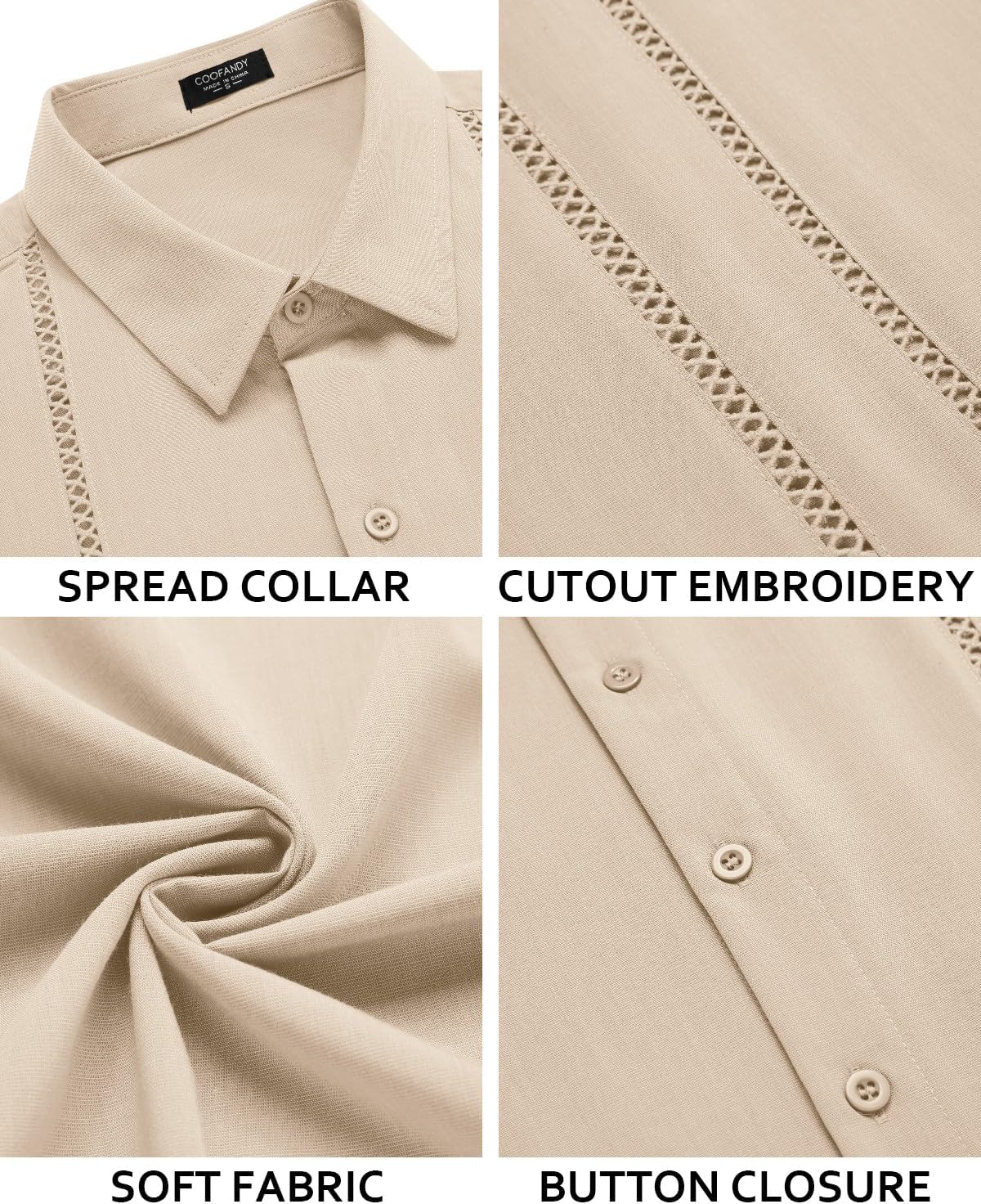 HOTCOOFANDY Men's Cuban Guayabera Shirt Short Sleeve Button Down Shirts Casual Summer Beach Linen Shirts