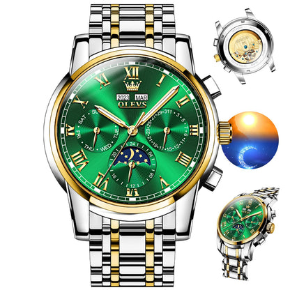 HOTOLEVS Watches for Men Stainless Steel Dress Men Watch with Date Big Face Chronograph Waterproof Luxury Fashion Watch Blue/Black/Gold/Green/Silver Face Relojes para Hombres
