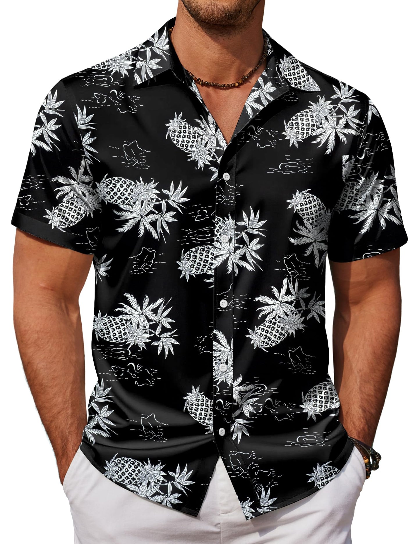 HOTCOOFANDY Mens Hawaiian Shirts Short Sleeve Button Down Aloha Shirt Casual Beach Clothes