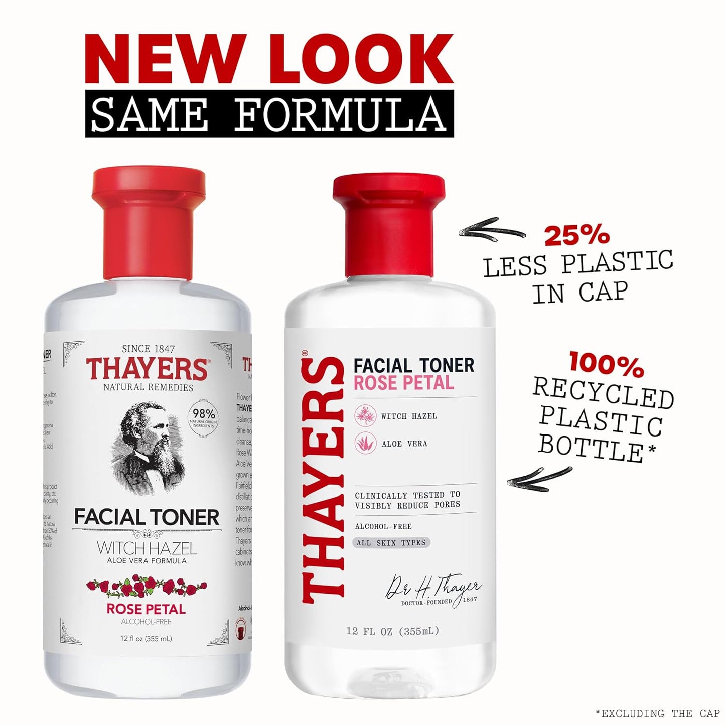 HOTTHAYERS Alcohol-Free Rose Petal Witch Hazel Facial Toner for Glowing Skin, Soothing, Hydrating, Refreshing Toner for All Skin Types, 12oz (Packaging May Vary)