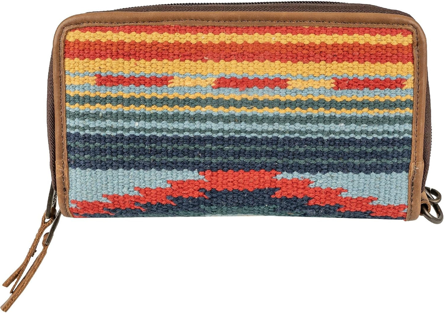 HOTSTS Ranchwear Women's Chaynee Valley Serape Kacy Organizer-Leather Wrist Strap, 32 Card Slots, Secure Zip Closure, Multi
