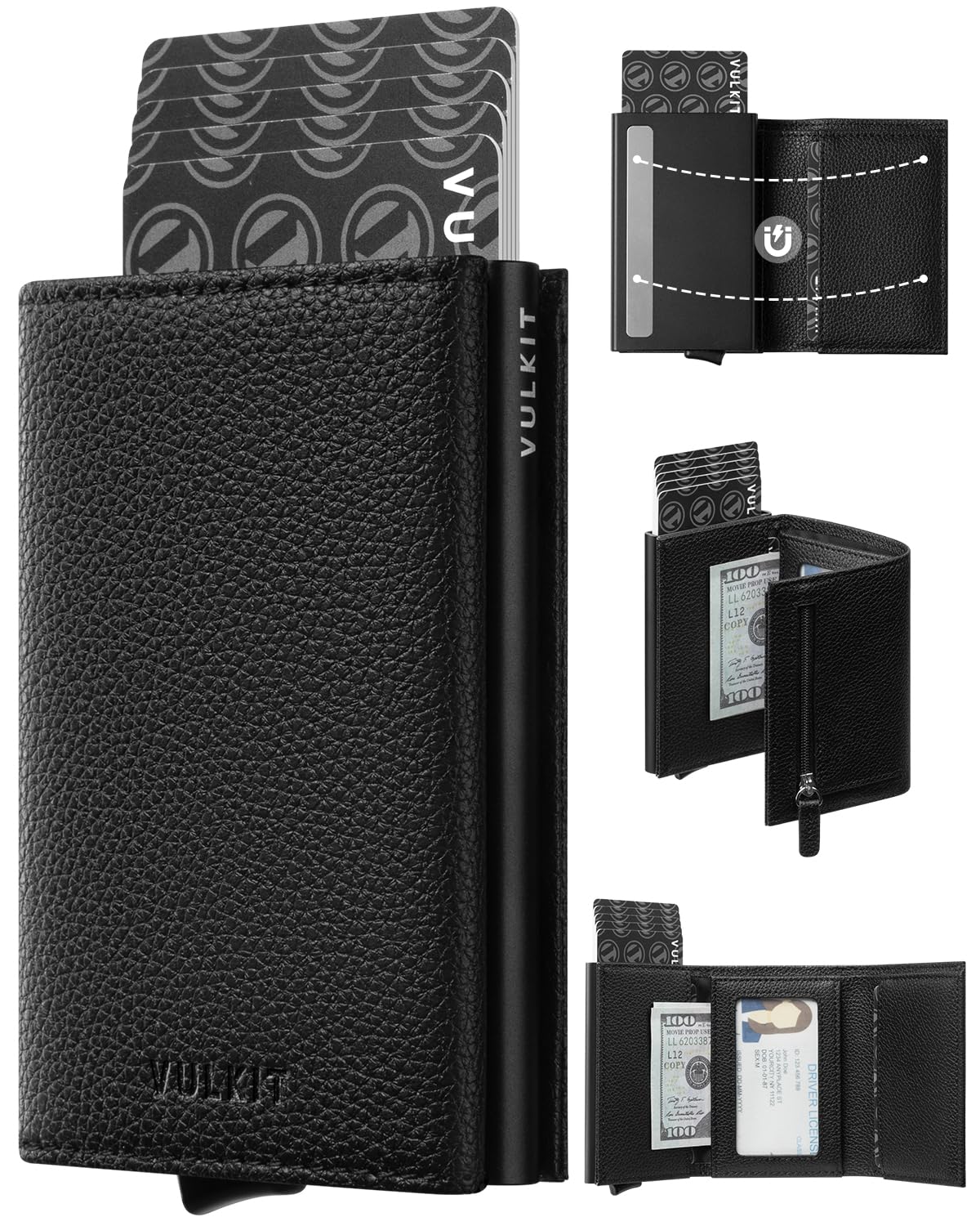 HOTVULKIT Pop up Wallet for Women - Leather Trifold Wallets RFID Anti-Theft Credit Card Holder, Minimalist, Coin Pocket, ID Window, Cash Slot, Magnetic Closure (Lavender)