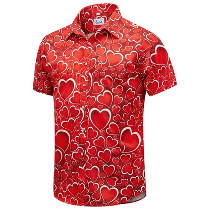 HOTEUOW Men's Hawaiian Shirt Short Sleeve Printed Button Down Beach Shirts