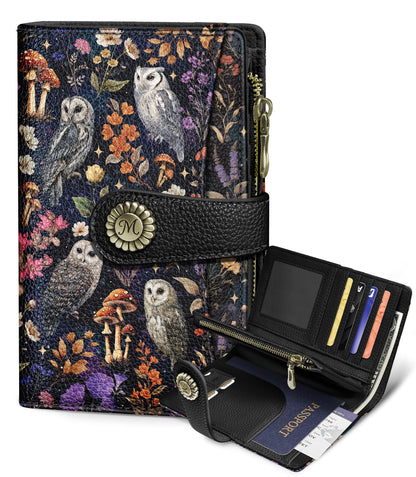 HOTGoth Black Cat Wallet Women RFID Skull Passport Credit Card Holder | Travel billfold, Zipper Coin Pocket, PU Leather, Clutch, Cash Purse, 1 ID Window, Ticket, Pen Holder, Gift for Ladies Girls