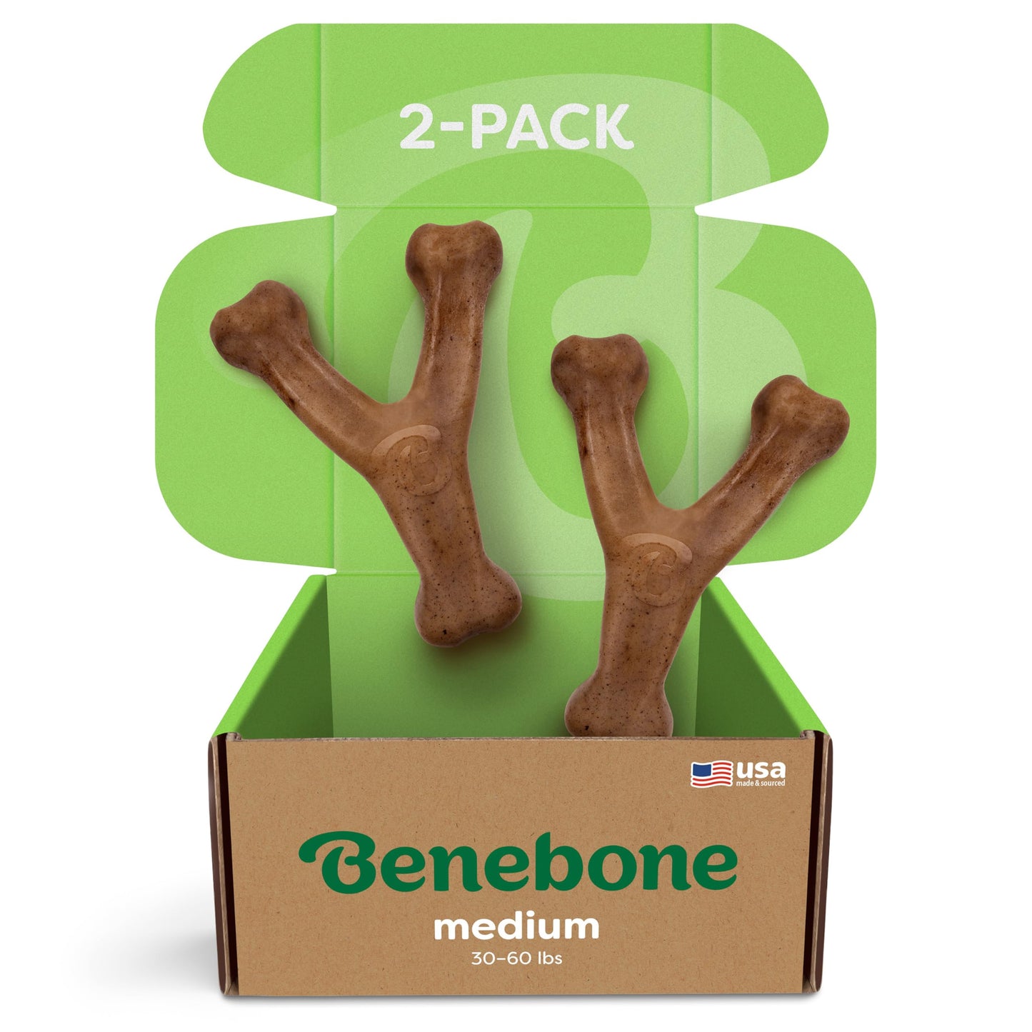 HOTBenebone Wishbone Durable Dog Chew Toy for Aggressive Chewers, Real Bacon, Made in USA, Medium