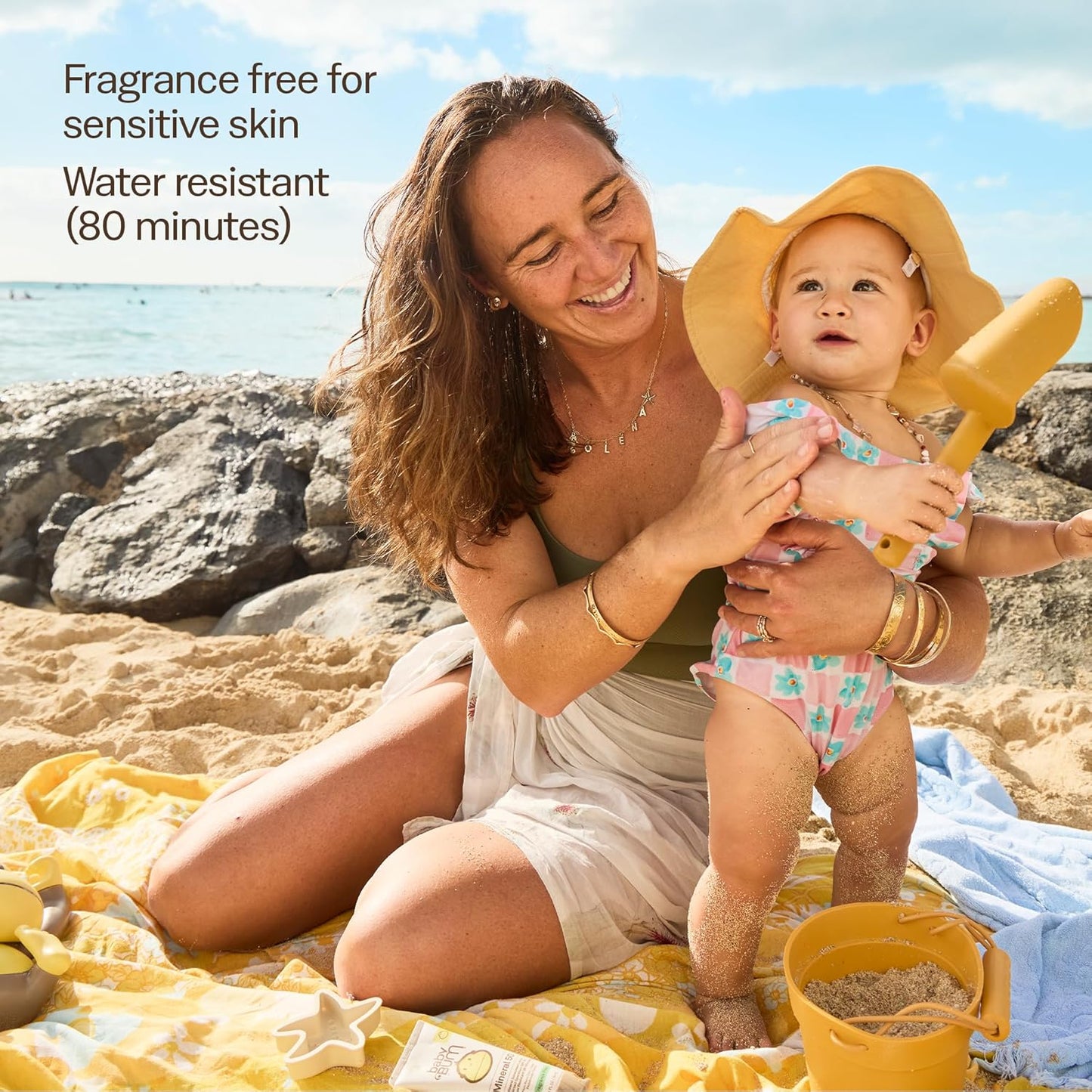 HOTBaby Bum SPF 50 Sunscreen Lotion - Mineral UVA/UVB Face and Body Protection for Sensitive Skin - Hawaii 104 Act Compliant (Made without Octinoxate & Oxybenzone) - Travel Size - 3 oz