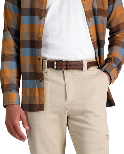 HOTColumbia Men's Leather Casual Belt Tan & Brown Classic Style for Everyday Wear