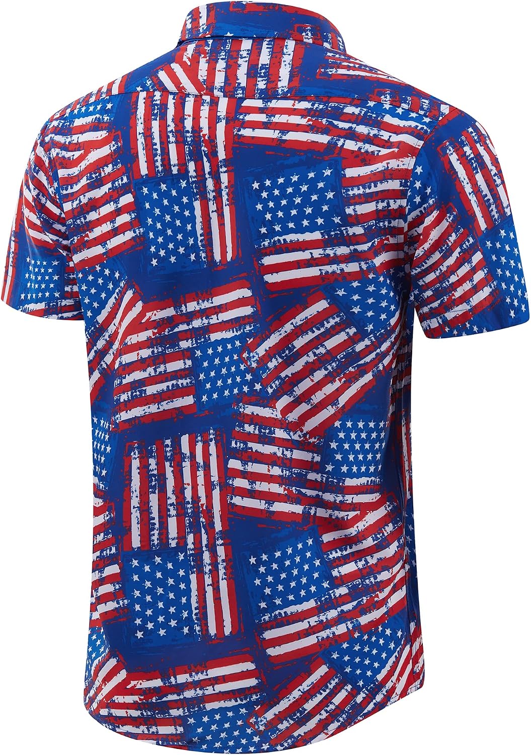HOTENVMENST Men's American Flag Button Down Shirts Casual Short Sleeve Patriotic Hawaiian Shirt