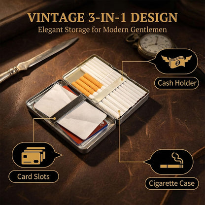 HOTVintage Art Deco Versatile Card & Cash Case, Slim Metal Wallet for Women Men Credit ID Business Cards (#A)