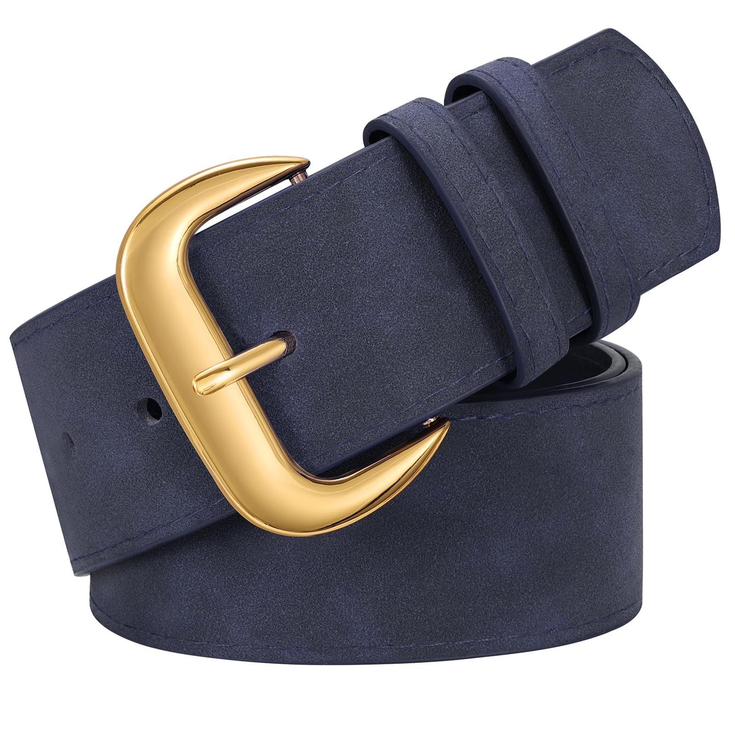 HOTWHIPPY Wide Chunky Belt for Women Dresses Fashion Ladies Thick Leather Belt with Gold Buckle