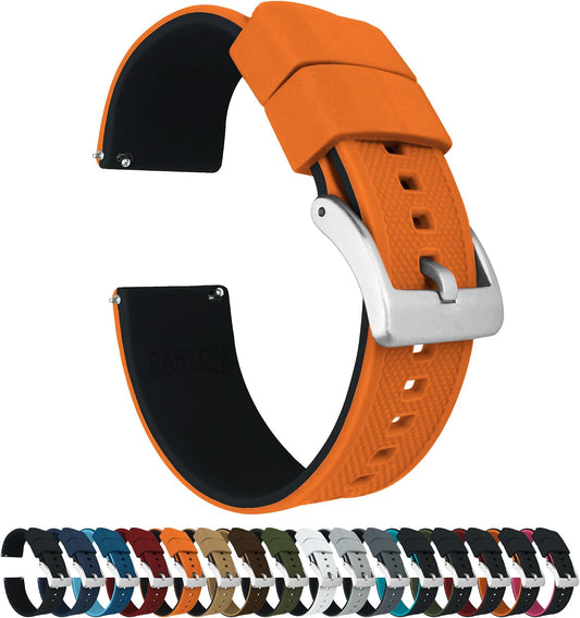 HOTBARTON Elite Silicone Watch Bands - Quick Release - Choose Strap Color & Buckle Color (Stainless Steel, Black PVD or Gunmetal Grey) - 18mm, 20mm, 22mm & 24mm Watch Straps